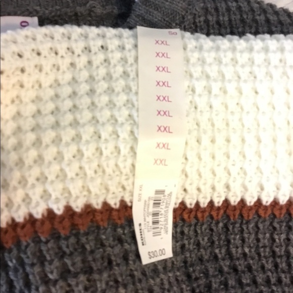 SO XXL cream brown gray pullover sweater with rounded hem - Picture 4 of 14